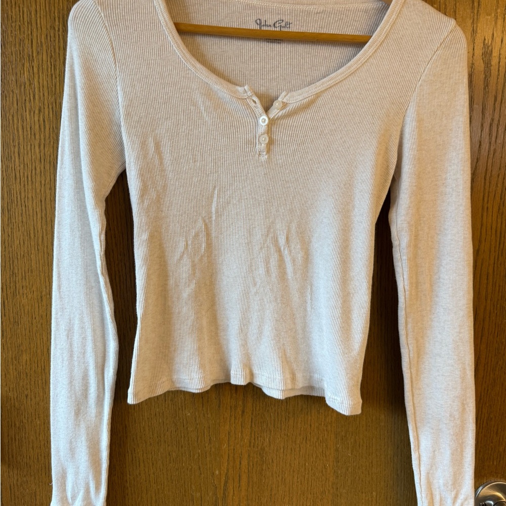 Brandy Melville J Galt Cream Fitted Buttoned Blouse